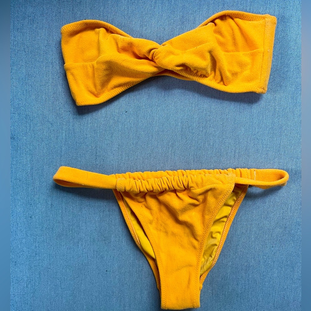 PACSUN orange + yellow-orange strapless bikini set
